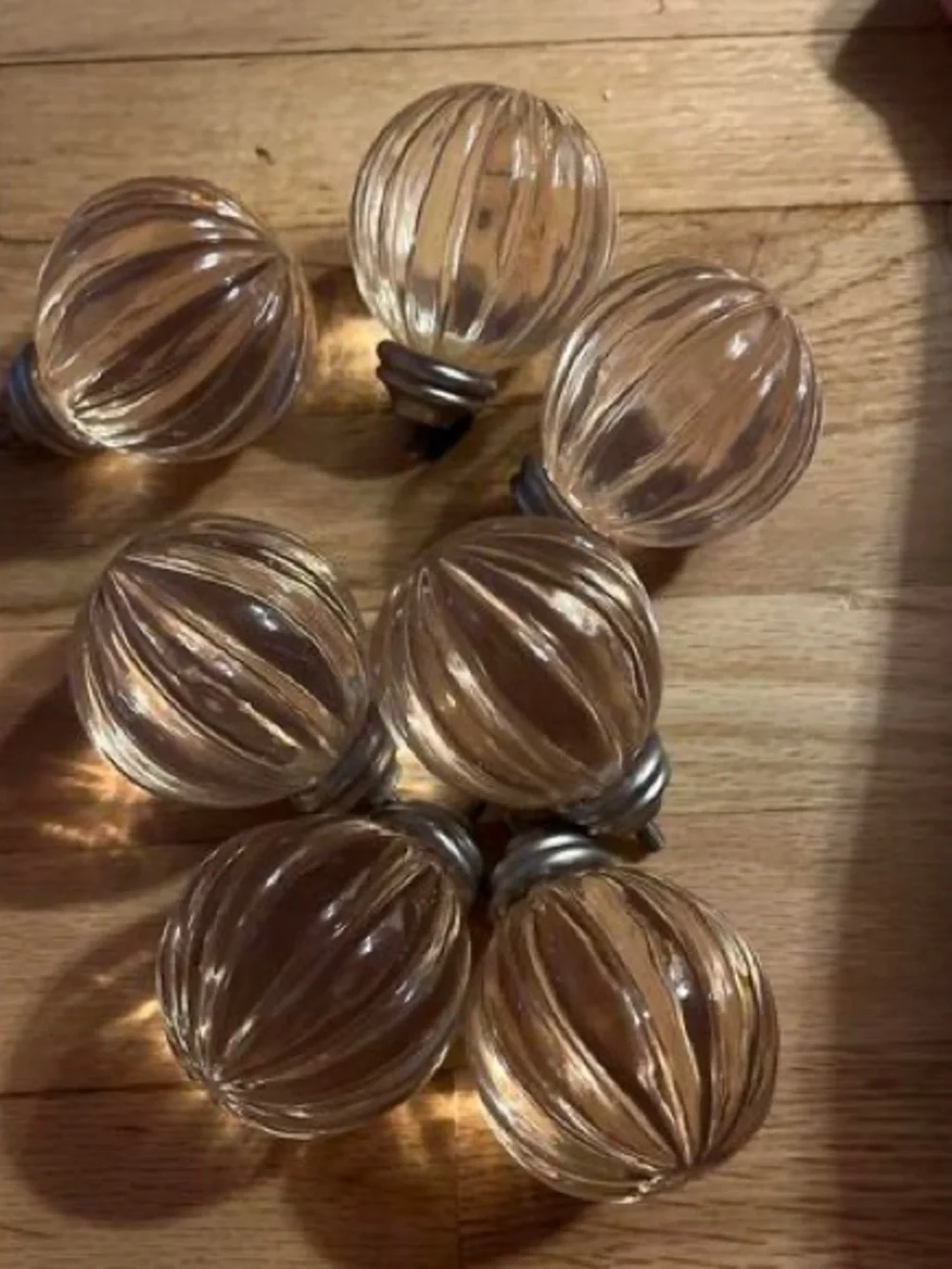 Clear Glass Ribbed Ball Pottery Barn curtain finales